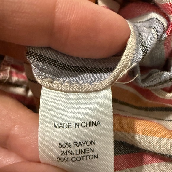 Anthropologie DREW Pink and Blue Strapless Sundress with Slits Linen Cotton - Picture 6 of 6